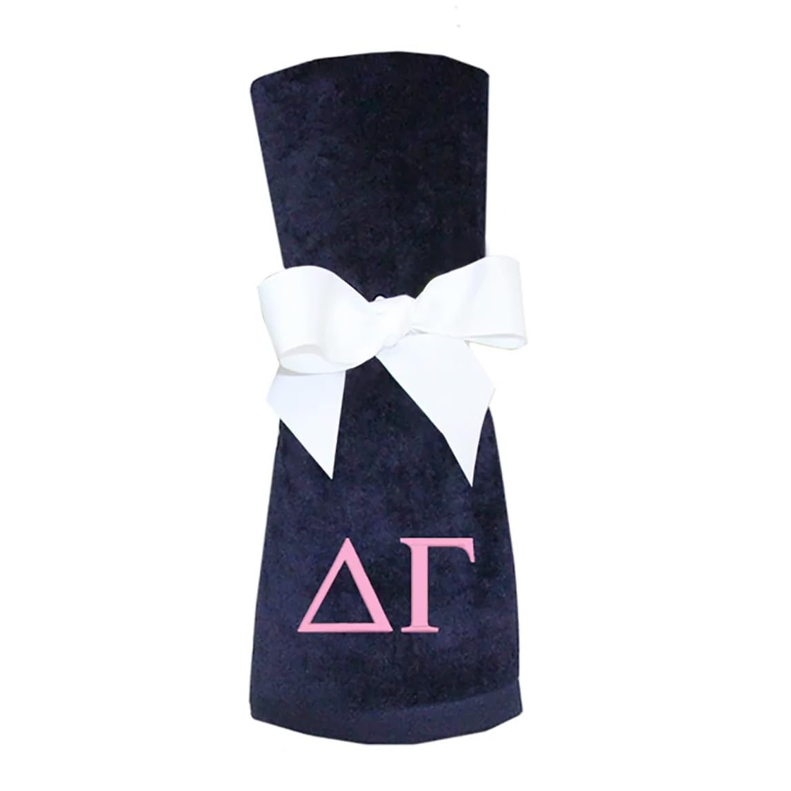 Delta Gamma Beach Towel - Soft Terry Velour Sorority Towel in Navy Blue | Large Absorbent Sand Towel for Pool, Beach, Yoga & Dorm Decor