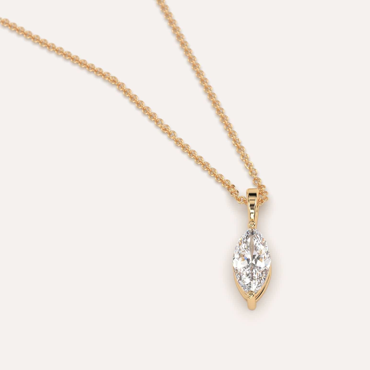 1/2 Carat Marquise Diamond Pendant Necklace - 14K White Gold Solitaire Pendant for Women - Perfect for Valentine's Day, Anniversary & Special Occasion Gifts