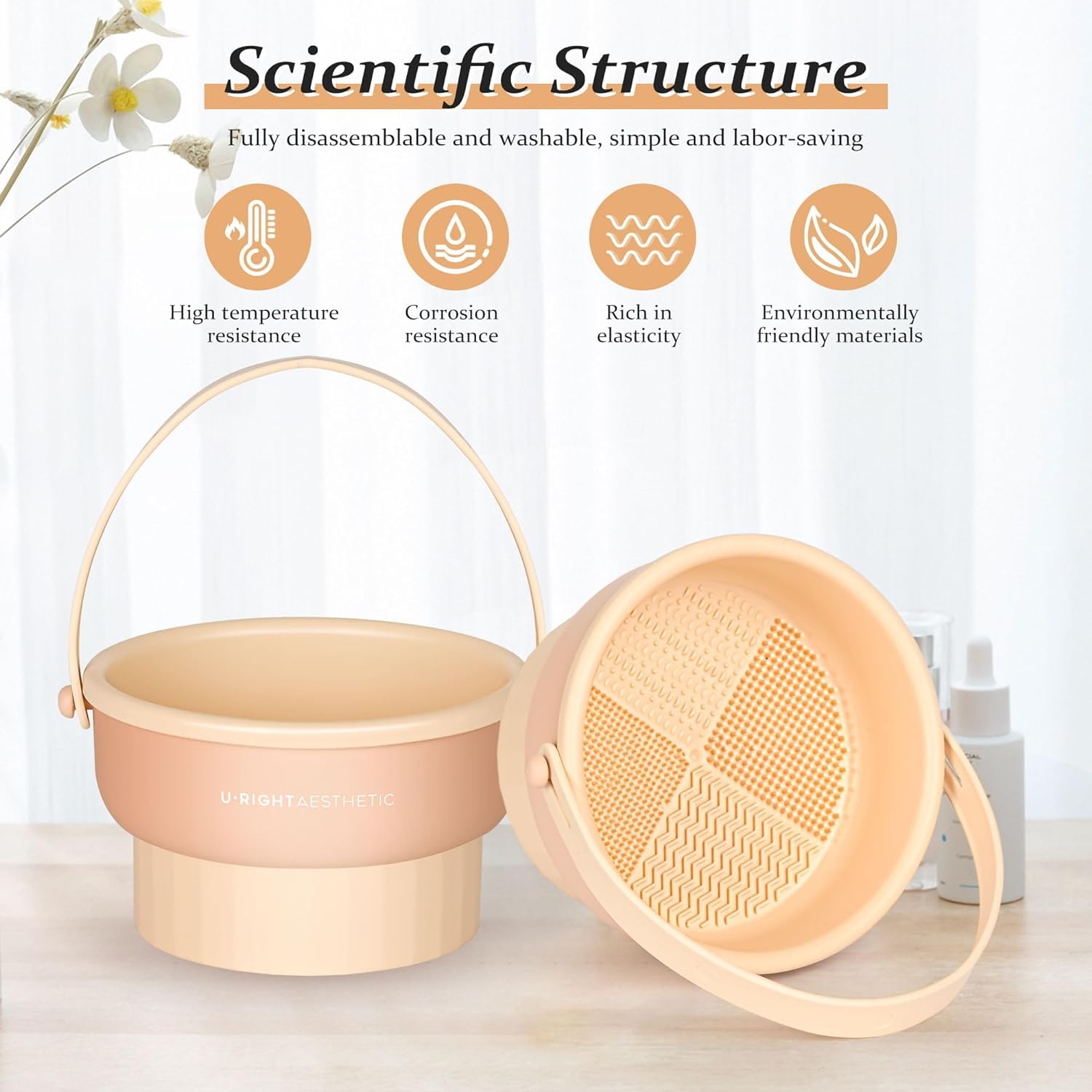 VIHM 3-in-1 Silicone Makeup Brush Cleaner Mat with Drying Rack & Storage Bowl - Professional Cosmetic Brush Cleaning Tool for Makeup Artists & Beauty Enthusiasts - Perfect for Home, Salon & Travel Use