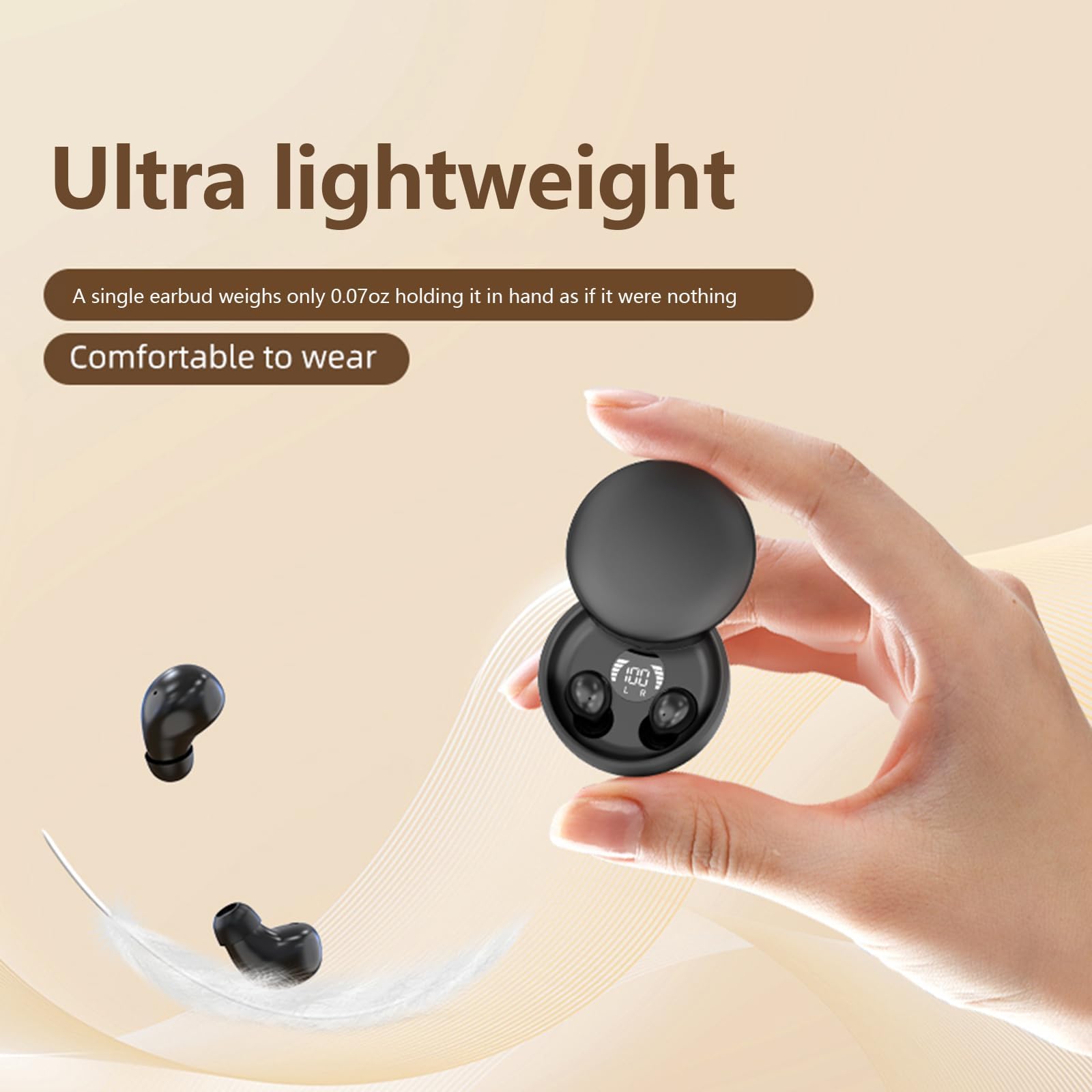 Mini Invisible Wireless Bluetooth Earbuds - Ultra Low Profile Micro Earpieces for Small Ear Canals | Discreet Sleeping, Workout & Travel Headphones | Perfect for Side Sleepers, Office Use & Commuting