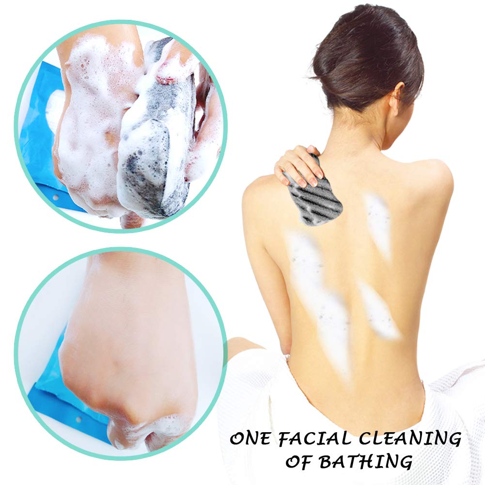 Konjac Sponge Set of 4 - Natural Bamboo Charcoal Facial & Body Exfoliator for Deep Cleansing - Gentle Skin Scrubber for Men & Women - Perfect for Daily Face Wash & Body Care Routine (4 Pack)