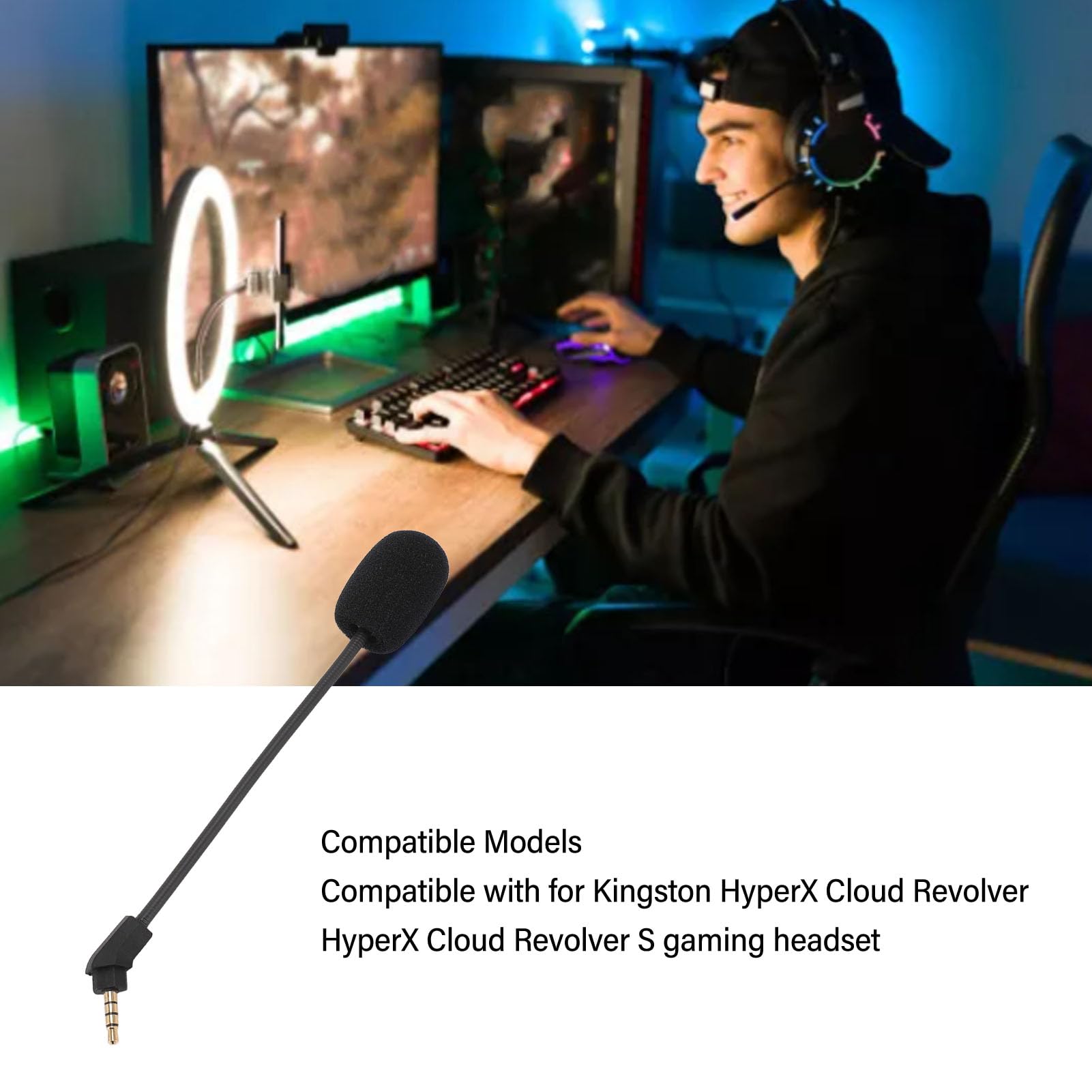 TIKATARER Gaming Microphone with Noise Cancelling - 3.5mm Detachable Replacement Mic for HyperX Cloud Revolver Headset - Perfect for Streaming, Gaming & Online Meetings