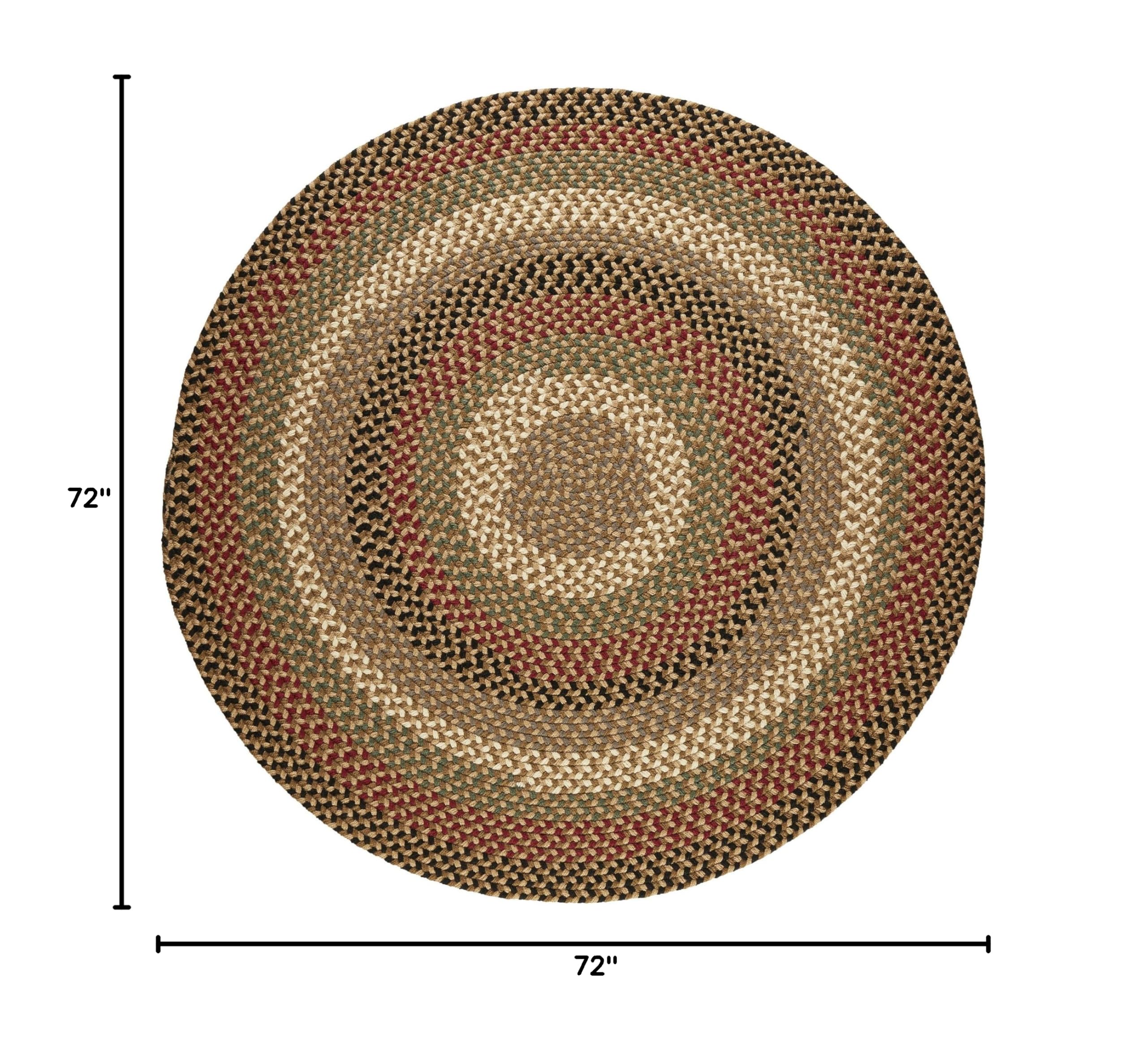 Super Soft Braided Area Rug - 6' X 6' Round Indoor/Outdoor Reversible Washable Rug for Patio, Deck, Living Room - Natural Earth Tone - Santa Maria Design