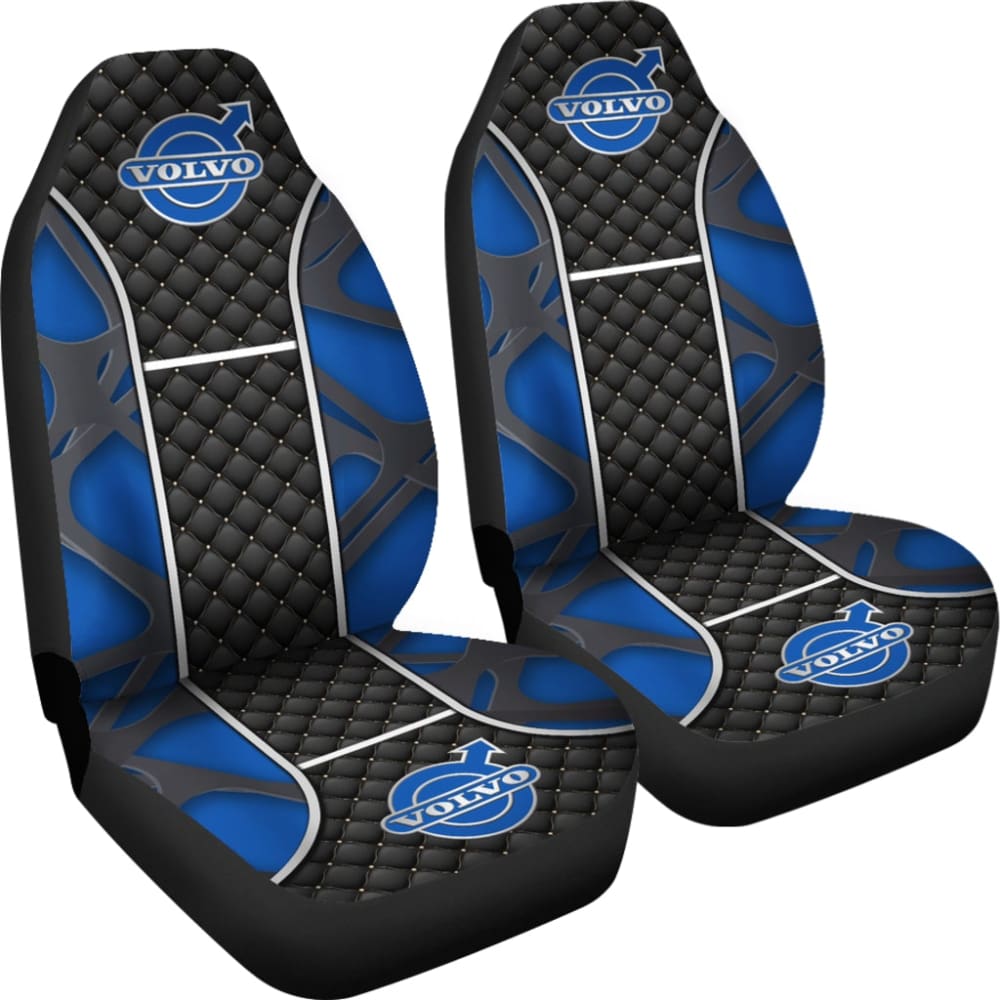 Premium Volvo Black & Blue Printed Car Seat Covers - Universal Fit for XC90, XC60, S60 Models - Waterproof & Anti-Slip Protection for Commuting, Road Trips & Daily Driving
