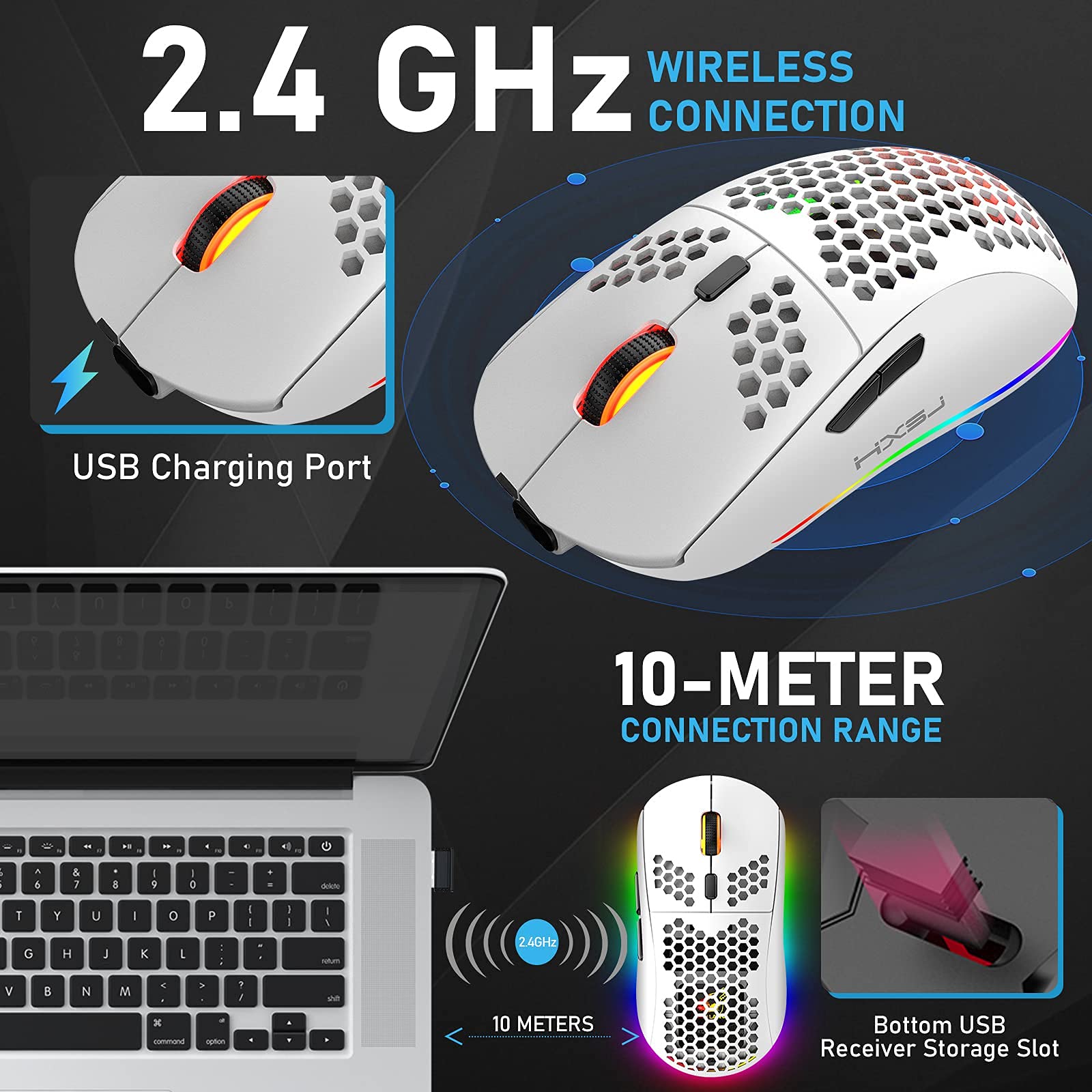Rechargeable Bluetooth 5.0 & 2.4G Wireless/USB Wired Dual-Mode RGB Backlit Gaming Keyboard - 61-Key Compact Mechanical Keyboard with Anti-Ghosting, Wireless Gaming Mouse (750mAh Battery) for PC Gamers - Perfect for Esports, Streaming & Office Work