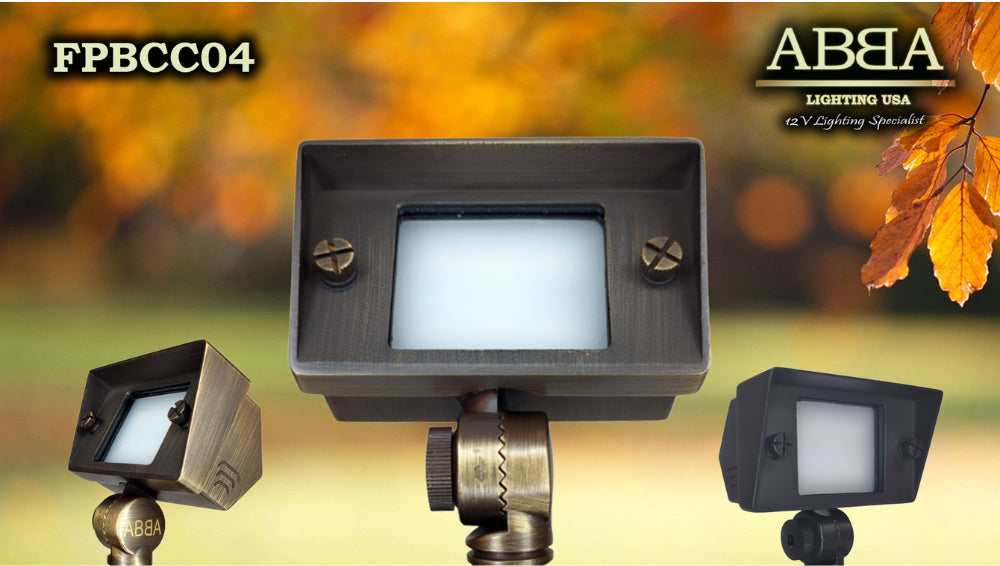 FPBCC04 Cast Brass 3CCT Adjustable 2W 7W Rectangular Built-In LED Flood Light - Low Voltage Outdoor Lighting Fixture for Garden, Pathway, and Landscape Illumination
