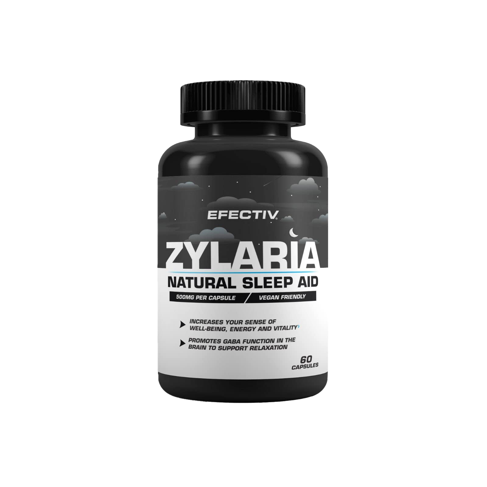 Efectiv Nutrition Zylaria - Natural Sleep Support & Relaxation Supplement with Ashwagandha & Melatonin, 60 Capsules for Deep Sleep, Stress Relief & Nighttime Calm | Perfect for Insomnia, Jet Lag & Anxiety Relief