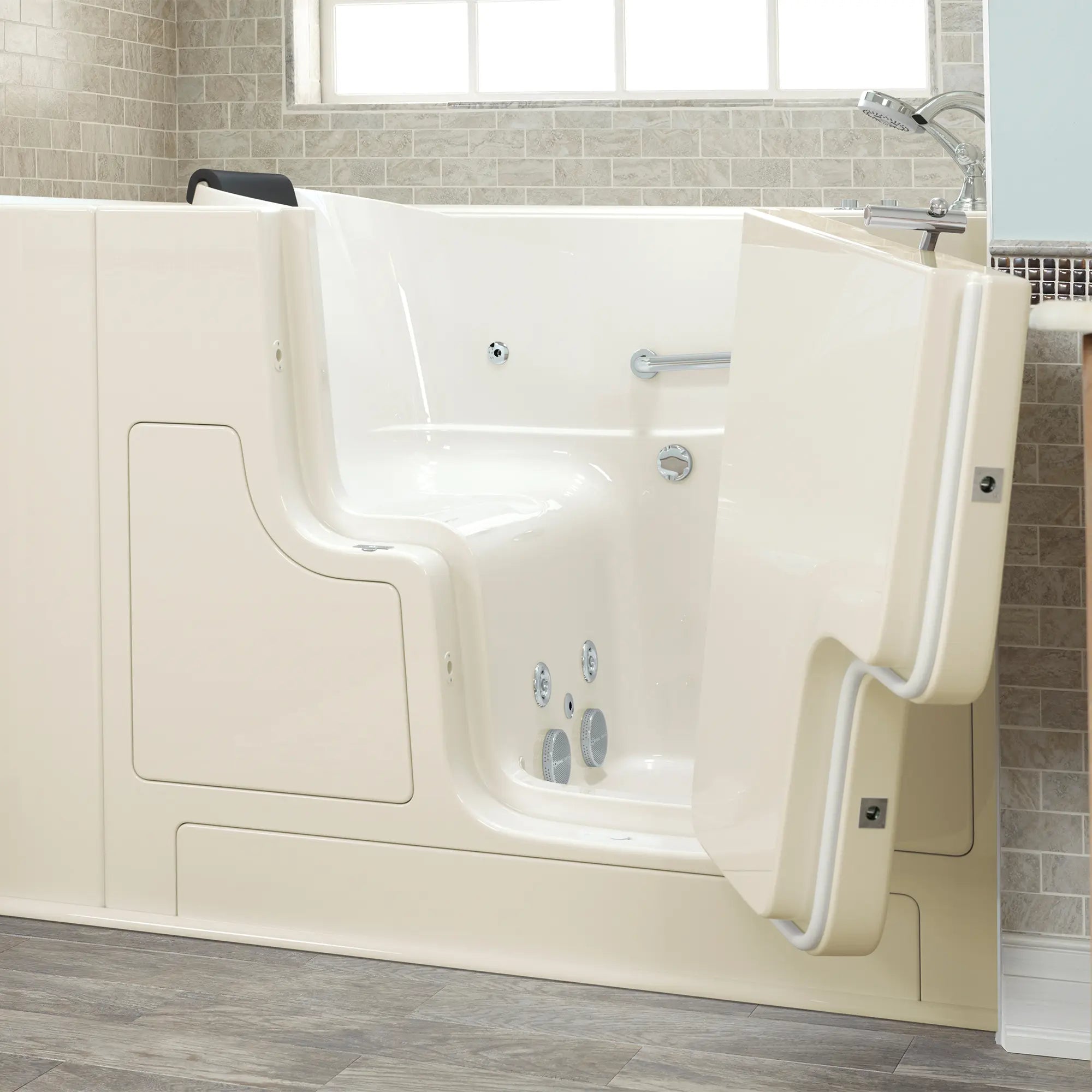 Premium 30 x 52 Inch Gelcoat Walk-In Bathtub with Whirlpool System - Right Hand Drain & Faucet - Ideal for Elderly & Mobility Assistance, Spa-Like Relaxation at Home