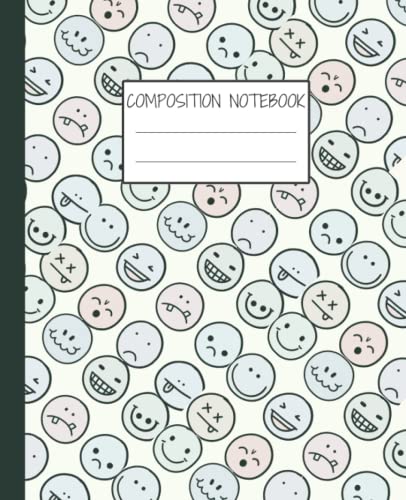 Smiley Faces Aesthetic Composition Notebook - Wide Ruled 110 Pages, Cute Preppy Journal for Teen Girls & School Kids, Perfect for Note Taking, Homework & Creative Writing