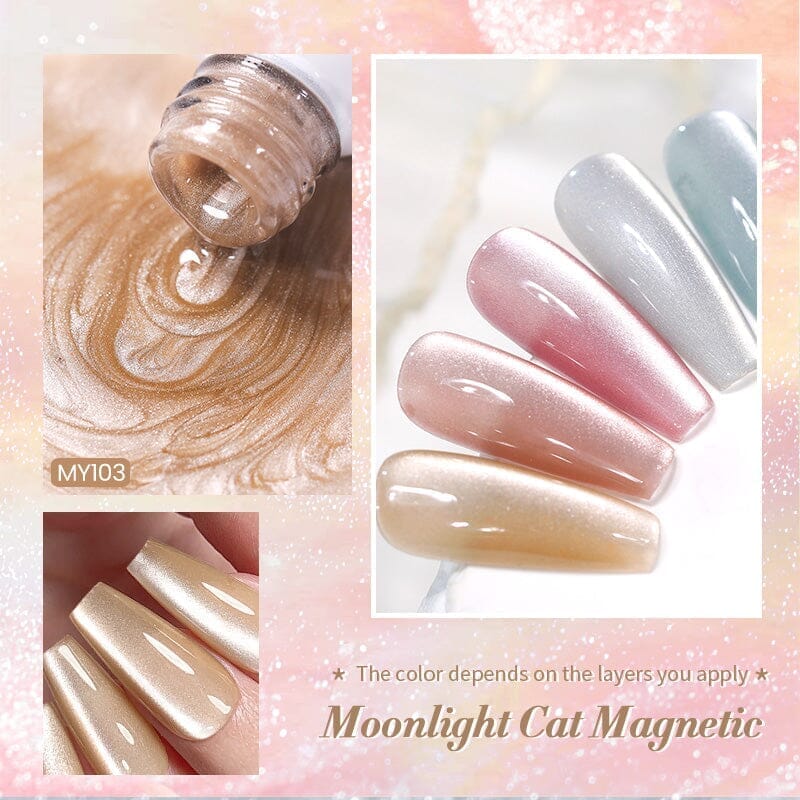 Moonlight Cat Magnetic Gel Polish MY103 Pure Love 10ml - Long Lasting Nail Polish for Gel Manicure, DIY Nail Art at Home, Valentine's Day Gift for Her