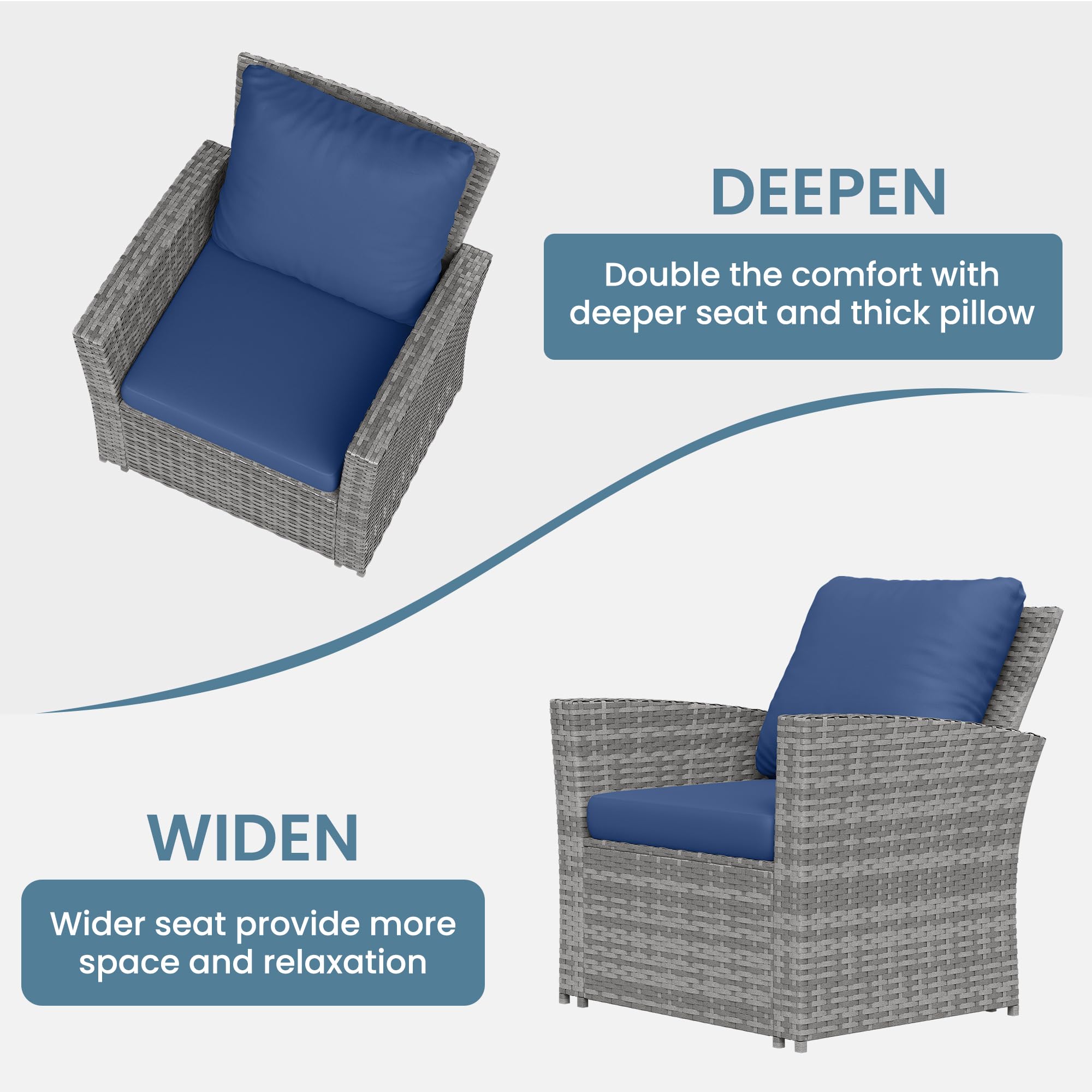 **Amopatio 4-Piece Outdoor Furniture Set - Navy Blue Wicker Sectional Sofa, Rattan Patio Conversation Set for Backyard, Porch, Balcony & Garden Relaxation**
