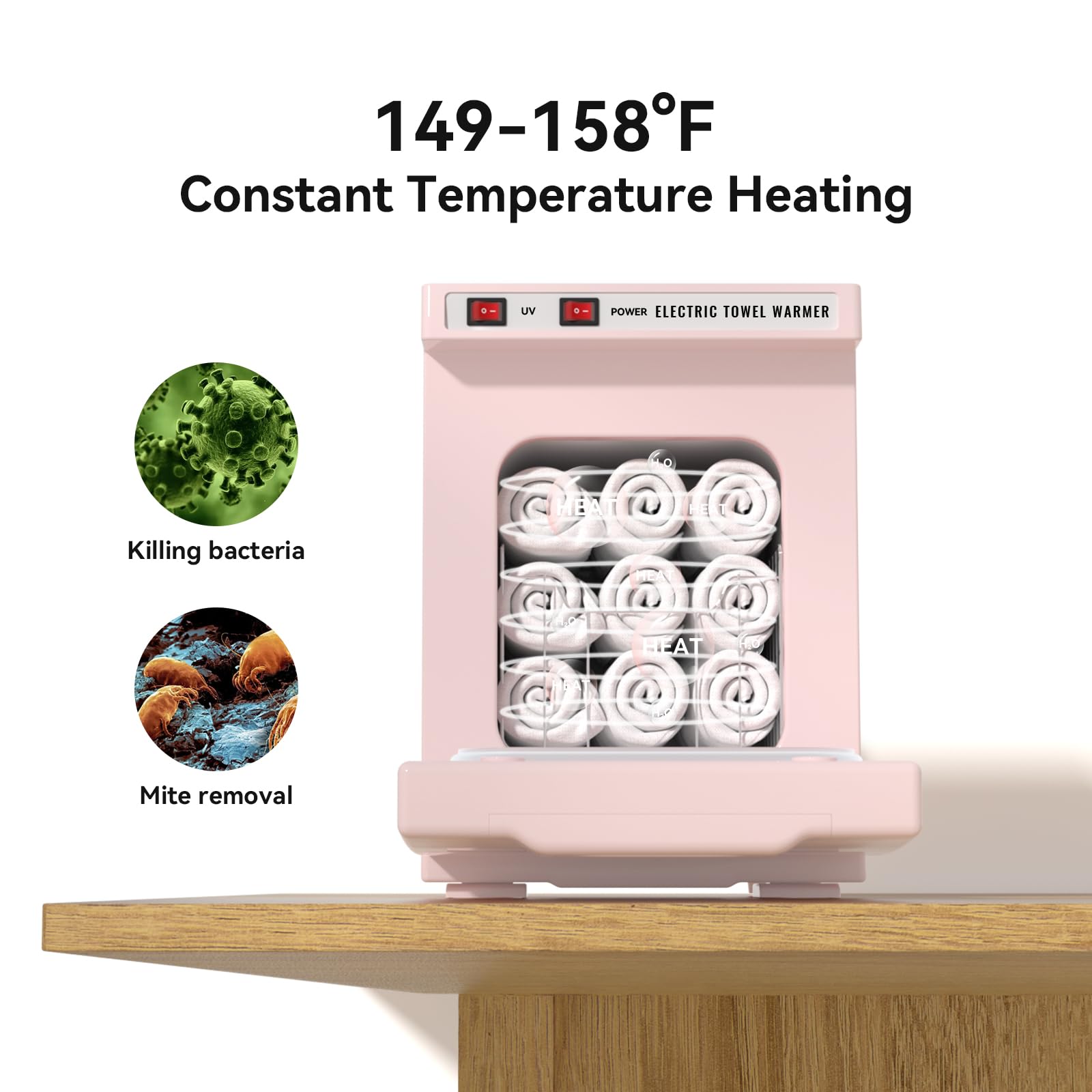 HYTOBP 5L Thermostatic Towel Warmer for Spa & Salon - 2-in-1 Professional Mini Towel Heater with Temperature Control - Perfect for Facial, Massage & Beauty Treatments (Pink)