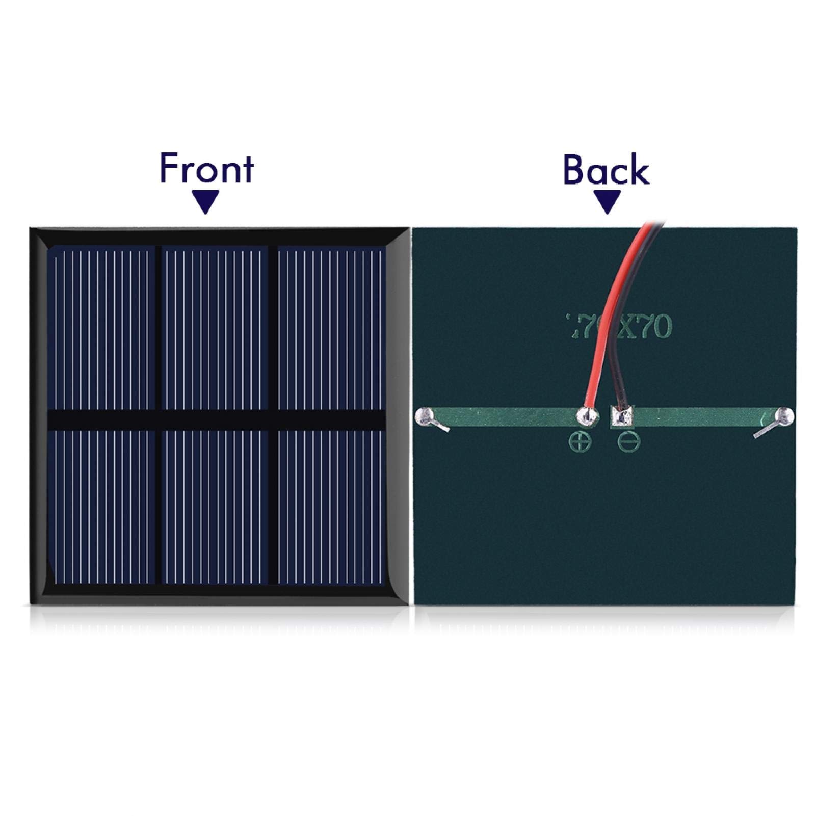 Mini Solar Panel 0.7W 1.5V - Portable Polysilicon Solar Charger Module with Wires for DIY Projects, Solar Lights & 1.2V Battery Charging (70x70mm) - Perfect for Outdoor, Camping & Emergency Power Supply