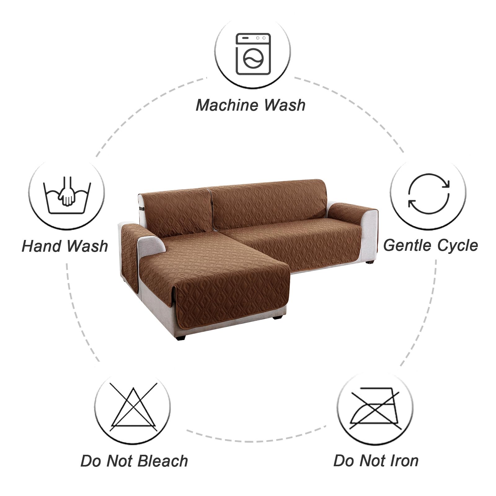 **Reversible L-Shaped Sectional Sofa Cover for Pets & Kids - Brown X-Large - Durable Furniture Protector for Dogs, Chaise Lounge & Living Room**    *(Perfect for Pet Owners & Families - Protects Sofas from Scratches, Spills & Hair - Ideal for Living Rooms, Family Rooms & Pet-Friendly Spaces)*