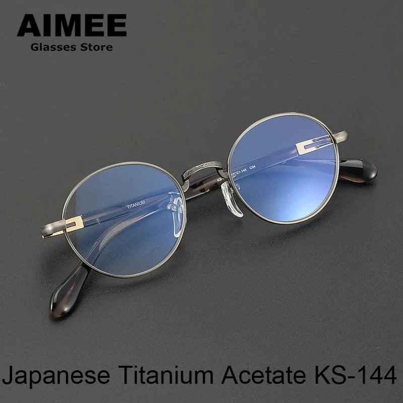 Stylish Aimee Unisex Full Rim Oval Round Titanium Acetate Eyeglasses Frame 11144 - Perfect for Reading, Work & Fashion Accessories