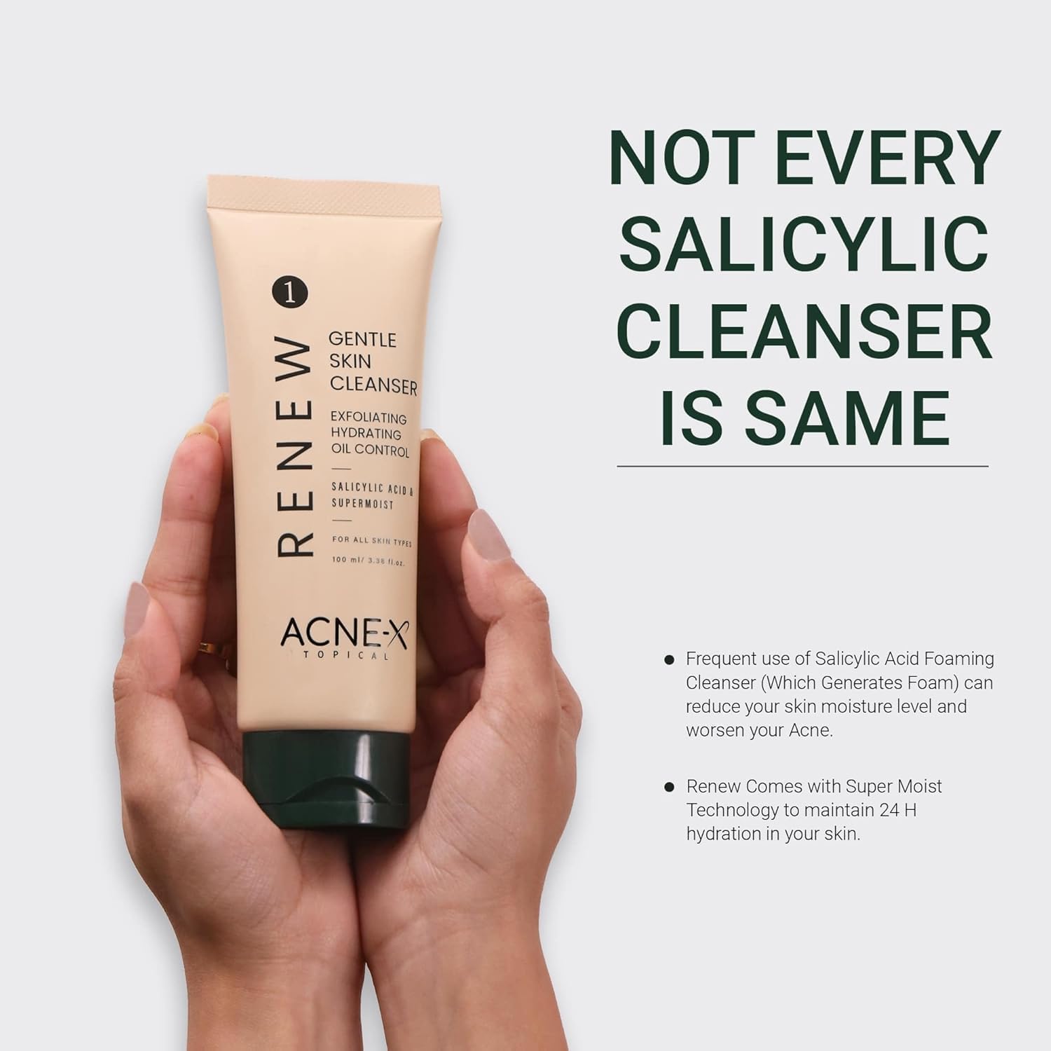 Renew Gentle Skin Cleanser with Salicylic Acid for Acne-Prone Skin - 100ml | Prevents Breakouts & Clears Pores | Perfect for Daily Face Wash Routine