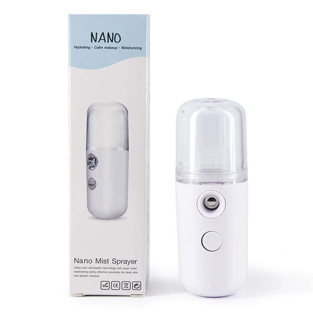BHAJANLAL GREENERY Cool Mist Sprayer - Portable Nano Facial Mist Sprayer for Hydration, Mini Face Steamer & Refreshing Mist - Perfect for Travel, Office & Skincare Routine (White)