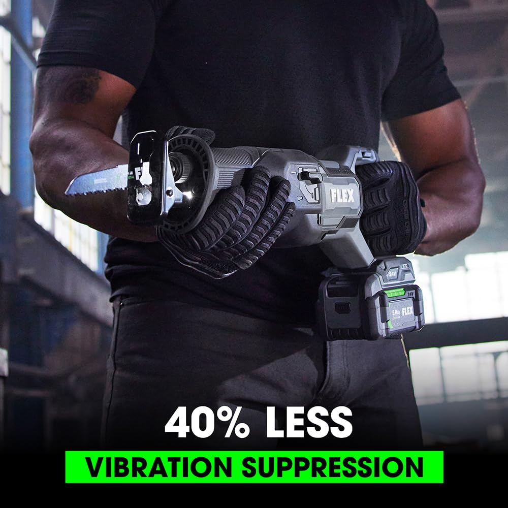FLEX 24V Brushless Cordless Reciprocating Saw Kit with 5.0Ah Lithium Battery & 160W Fast Charger - FX2271-1C - Perfect for Wood Cutting, Demolition, and DIY Home Improvement Projects