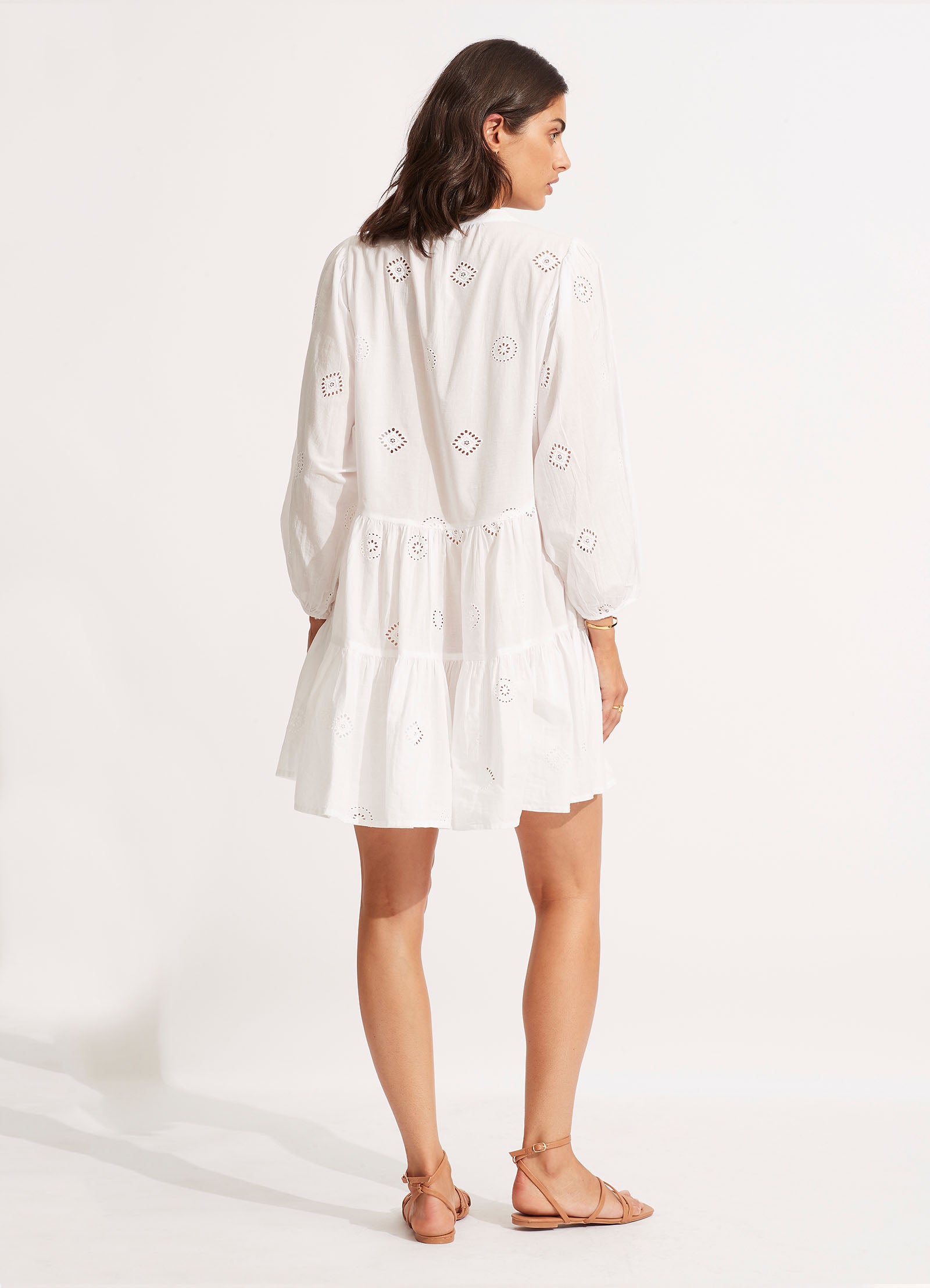 Elegant White Embroidery Tiered Dress for Women - Perfect for Summer Weddings, Parties & Casual Outings
