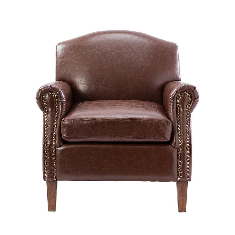 Gianfranco Vegan Leather Armchair with Sturdy Wooden Legs - Modern Vegan Leather Lounge Chair for Living Room, Office & Reading Nook - Eco-Friendly Faux Leather Accent Chair