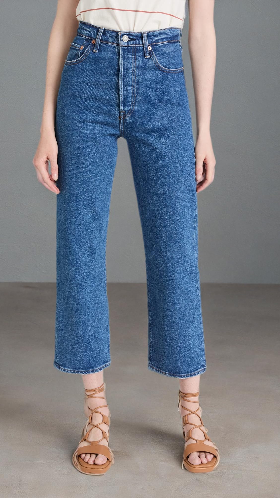 Levi's Women's Premium Ribcage Straight Ankle Jeans - High Waist Stretch Denim Pants for Casual Wear & Everyday Outfits
