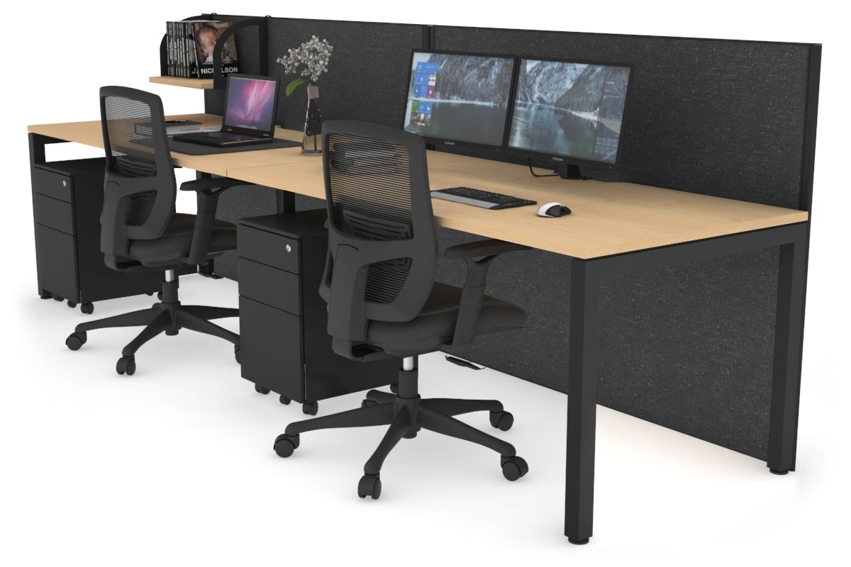 Horizon Quadro 2 Person Office Workstation with Square Legs - 1400L x 800W Dimensions, Cable Management Scallop - Perfect for Shared Workspaces & Collaborative Office Environments