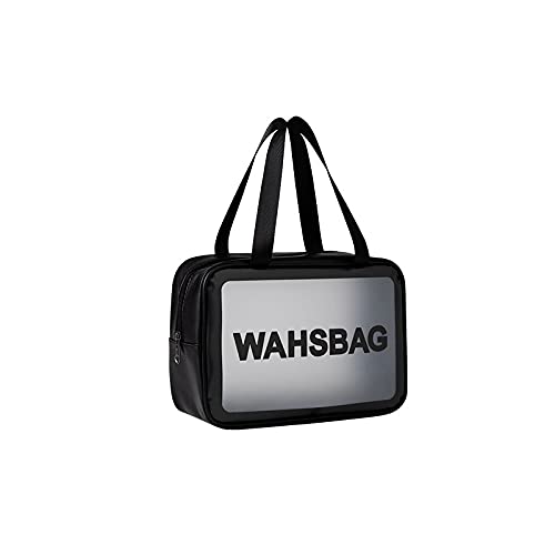 HICOPOWER Matte Translucent Travel Toiletry Bag for Women & Men - Waterproof Cosmetic Organizer with Handy Handle, Large Black Makeup Bag for Toiletries & Accessories | Perfect for Commuting, Gym, Business Trips & Vacation Travel