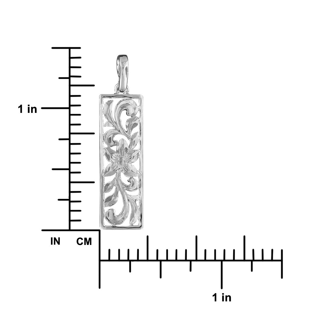 Elegant Sterling Silver Vertical Filigree Scroll Bar Pendant Necklace - 16+2 Inch Adjustable Chain - Perfect for Weddings, Parties & Special Occasions