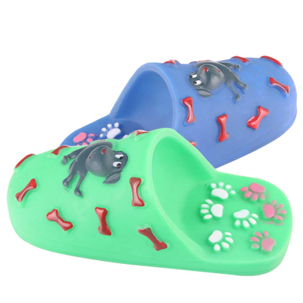 Durable 2-Pack Dog Molar Chew Toys - Bite-Resistant Rubber Squeaky Slipper Toys for Puppies & Adult Dogs (Random Colors) - Perfect for Teething, Anxiety Relief & Playtime