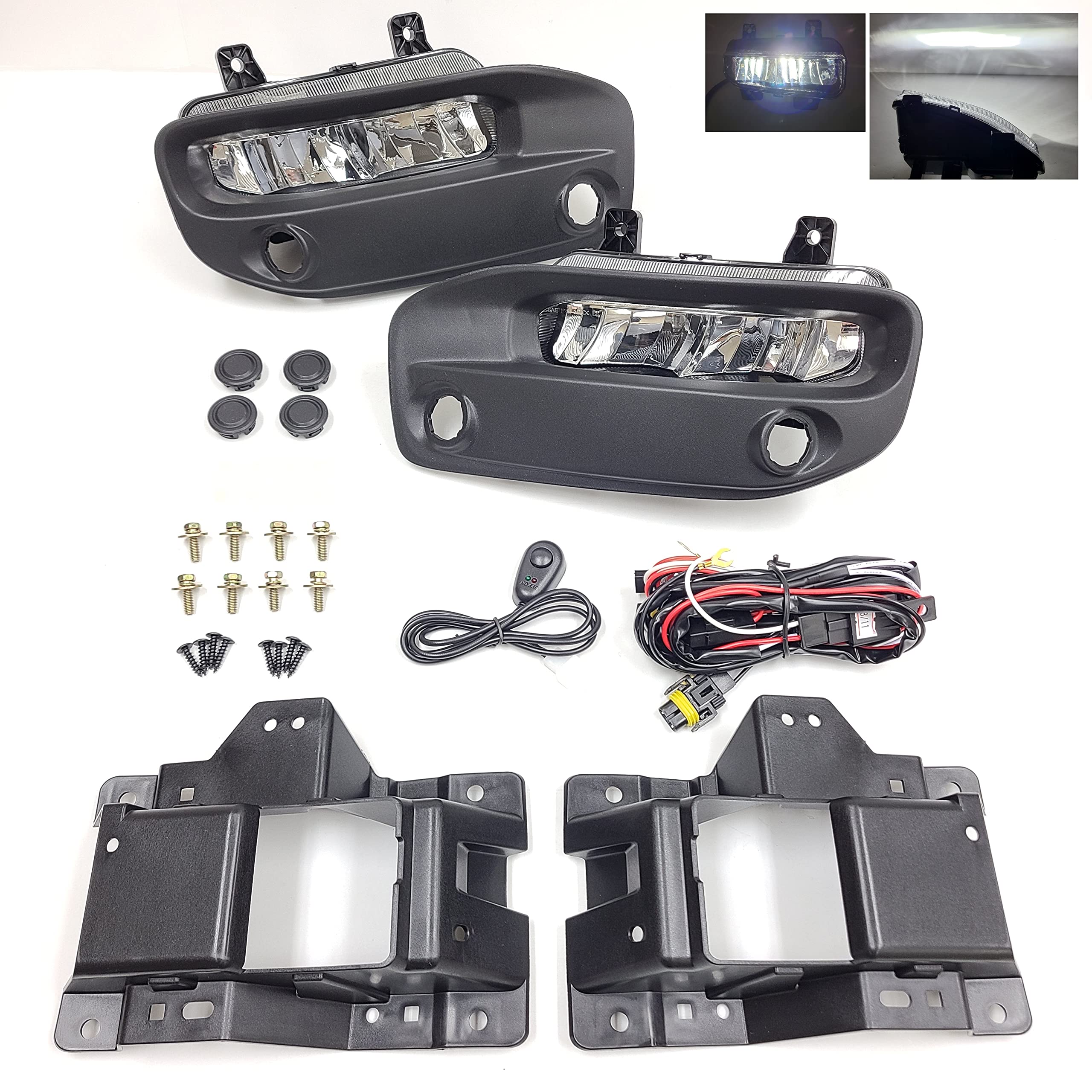 LED Fog Lights Kit for 2019-2024 Ram 2500 3500 - OE Style Clear Lens, Built-In LED, Mounting Brackets & Wiring Harness - Perfect for Off-Roading, Night Driving & Bad Weather Conditions