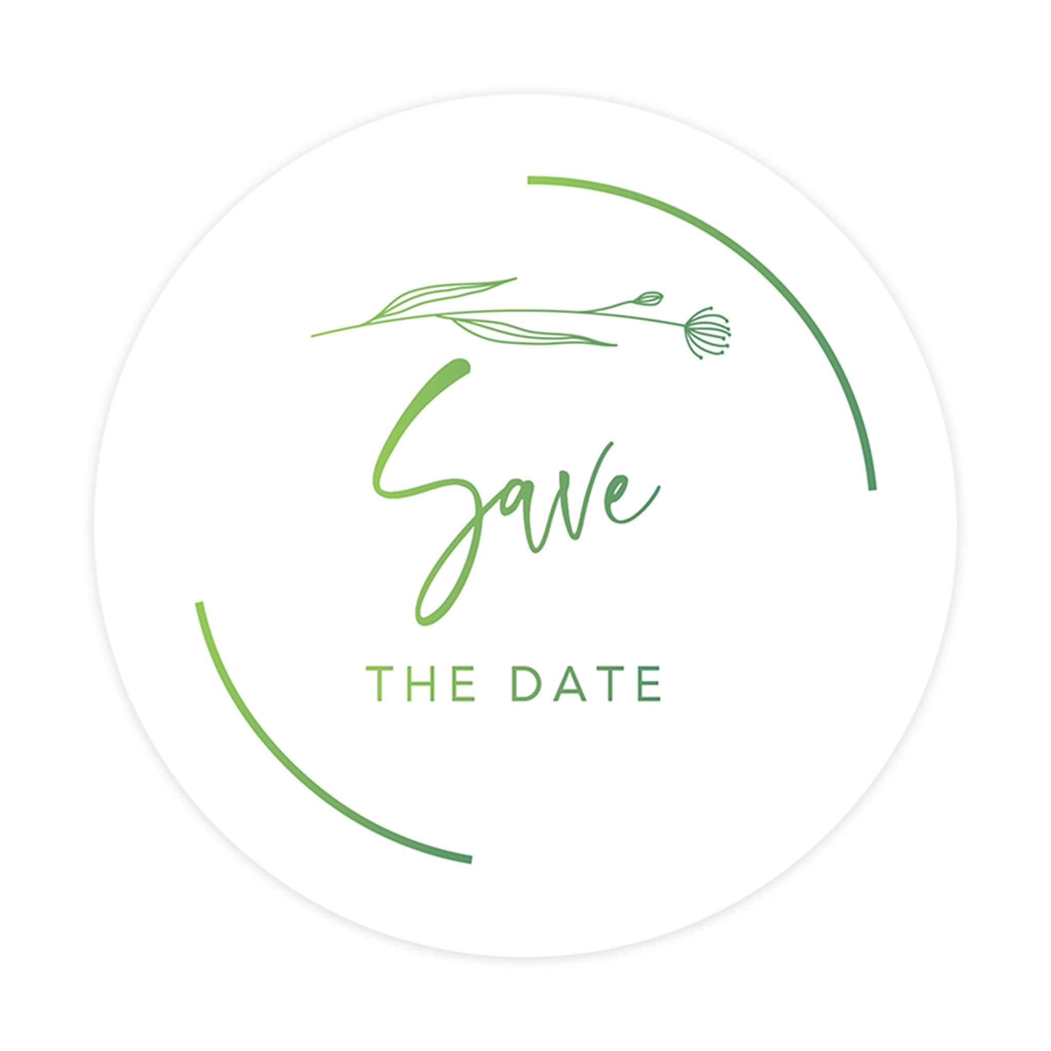Save The Date Stickers - 2 Inch Round Wedding Seals, Green Minimal Bloom Design (120-Pack) | Perfect for Wedding Invitations, Envelopes & Stationery | Elegant DIY Wedding Decor & Event Planning Accessories