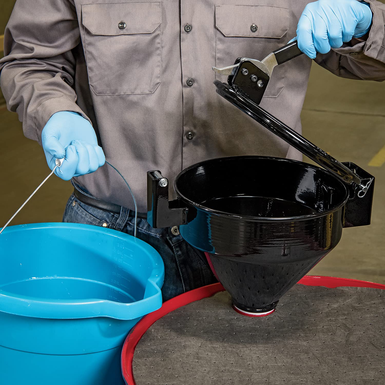 PIG Drum Funnel - Burpless Steel Drum Funnel for 20-55 Gallon Plastic or Steel Drums with 2