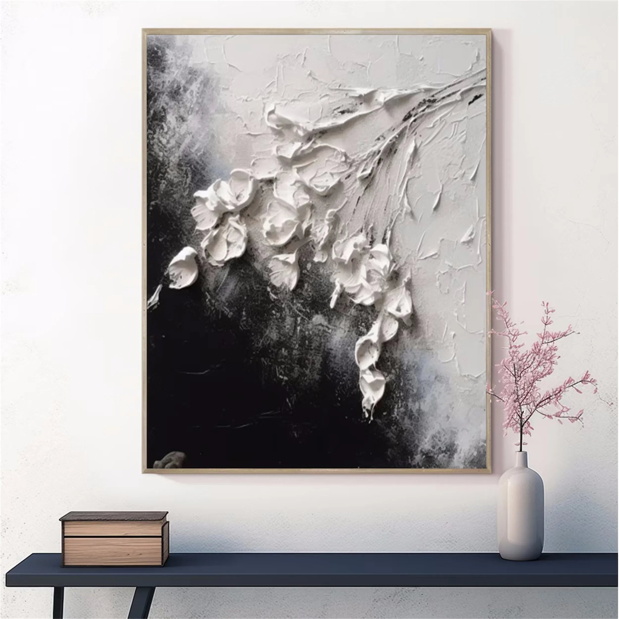 Beautiful Flower and Tree Painting #FT044 - Handmade Canvas Art for Home Decor, Office, Living Room & Bedroom Wall