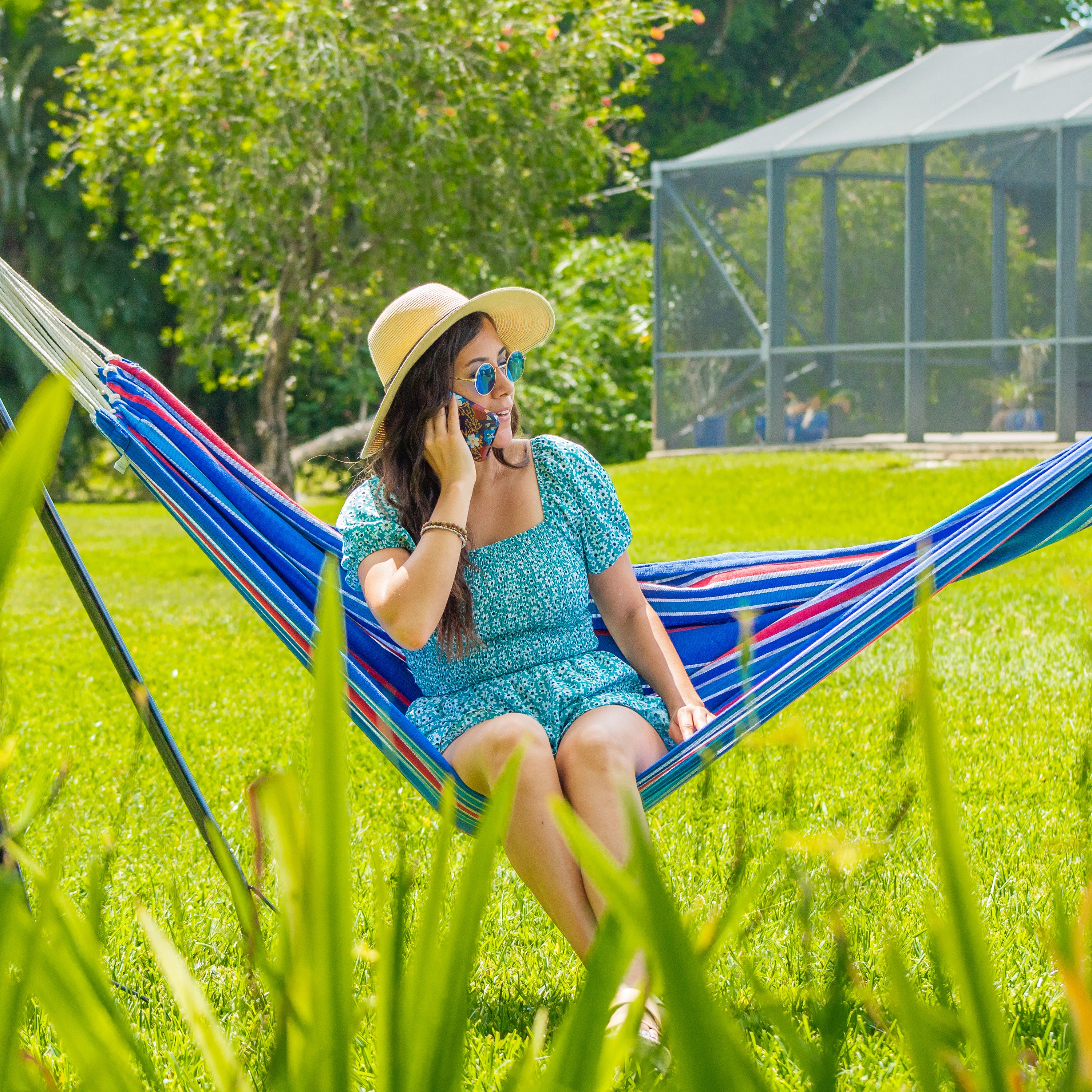 Bliss Hammocks BH 400W5CA Portable Hammock in a Bag with Hanging Hardware | 40 Inch Wide | 220 LB Weight Capacity | Perfect for Camping, Backyard Relaxation & Outdoor Adventures