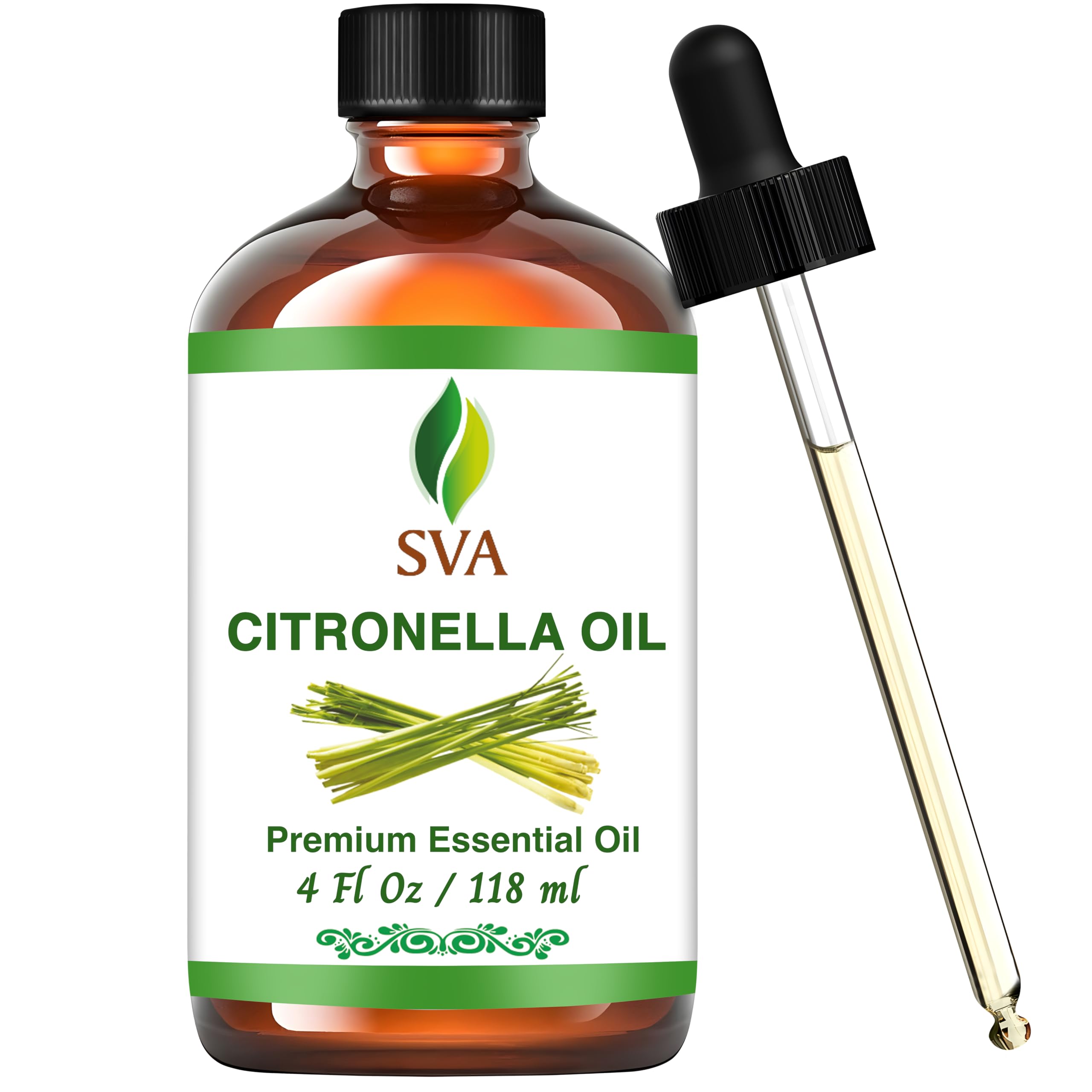 100% Pure Natural Citronella Essential Oil - 4 Fl Oz with Dropper - for Aromatherapy, Skin & Hair Care, Massage, Soap & Candle Making - Perfect for Diffusers, Spa, Home Relaxation & Outdoor Protection