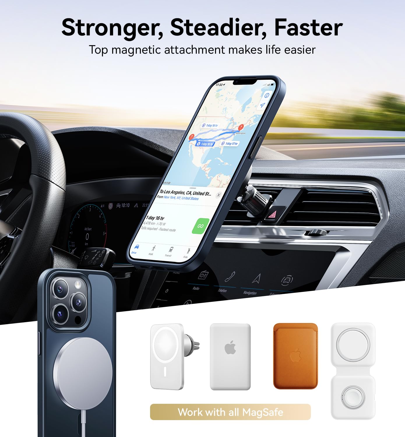 Magnetic Case for iPhone 12 Pro Max - MagSafe Compatible, 16FT Military-Grade Drop Protection, Shockproof Phone Cover for MagSafe Wallet & Accessories | Perfect for Car Mount, Wireless Charging & Daily Protection (Black)