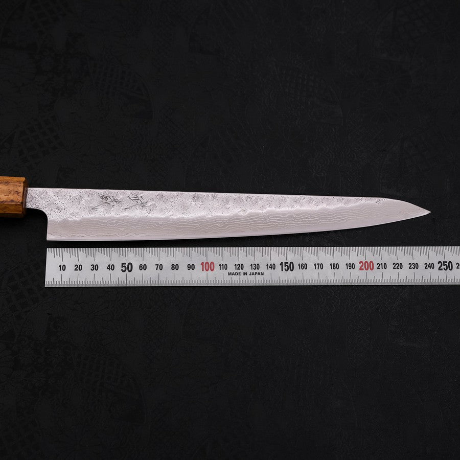 Premium AUS-10 Sujihiki Japanese Chef Knife 240mm - Nashiji Damascus Steel Blade with Oak Handle - Perfect for Slicing Sashimi, Meat & Sushi Preparation