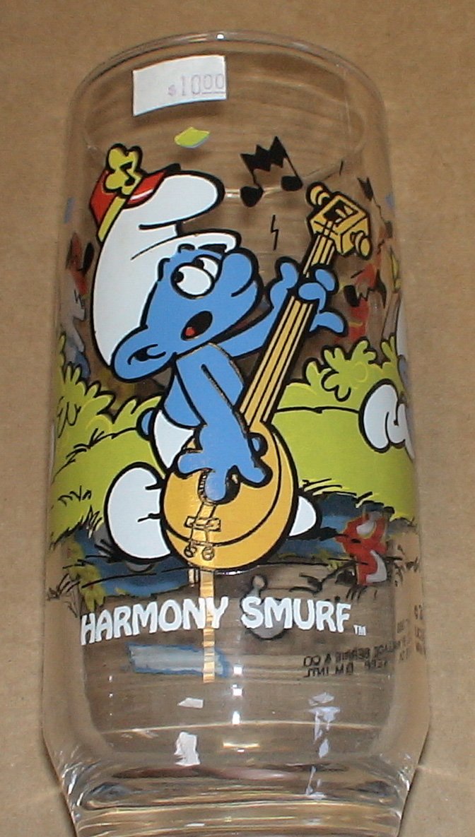 The Smurfs Harmony Smurf Vintage Drinking Glass - Collectible Cartoon Character Cup for Coffee, Tea & Beverages - Perfect for Home, Office & Gifts