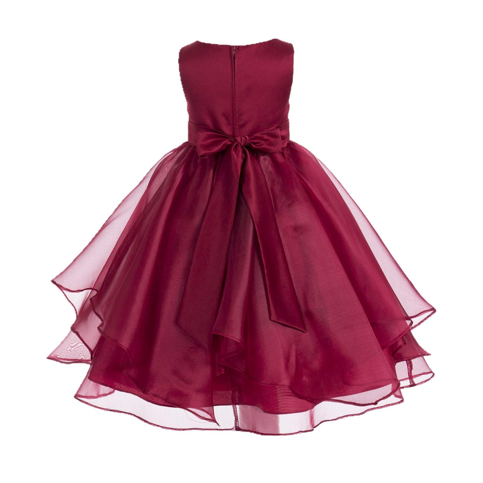 Elegant Asymmetric Ruffled Organza Sequin Flower Girl Dress for Toddlers - Perfect for Weddings, Birthday Parties & Special Occasions