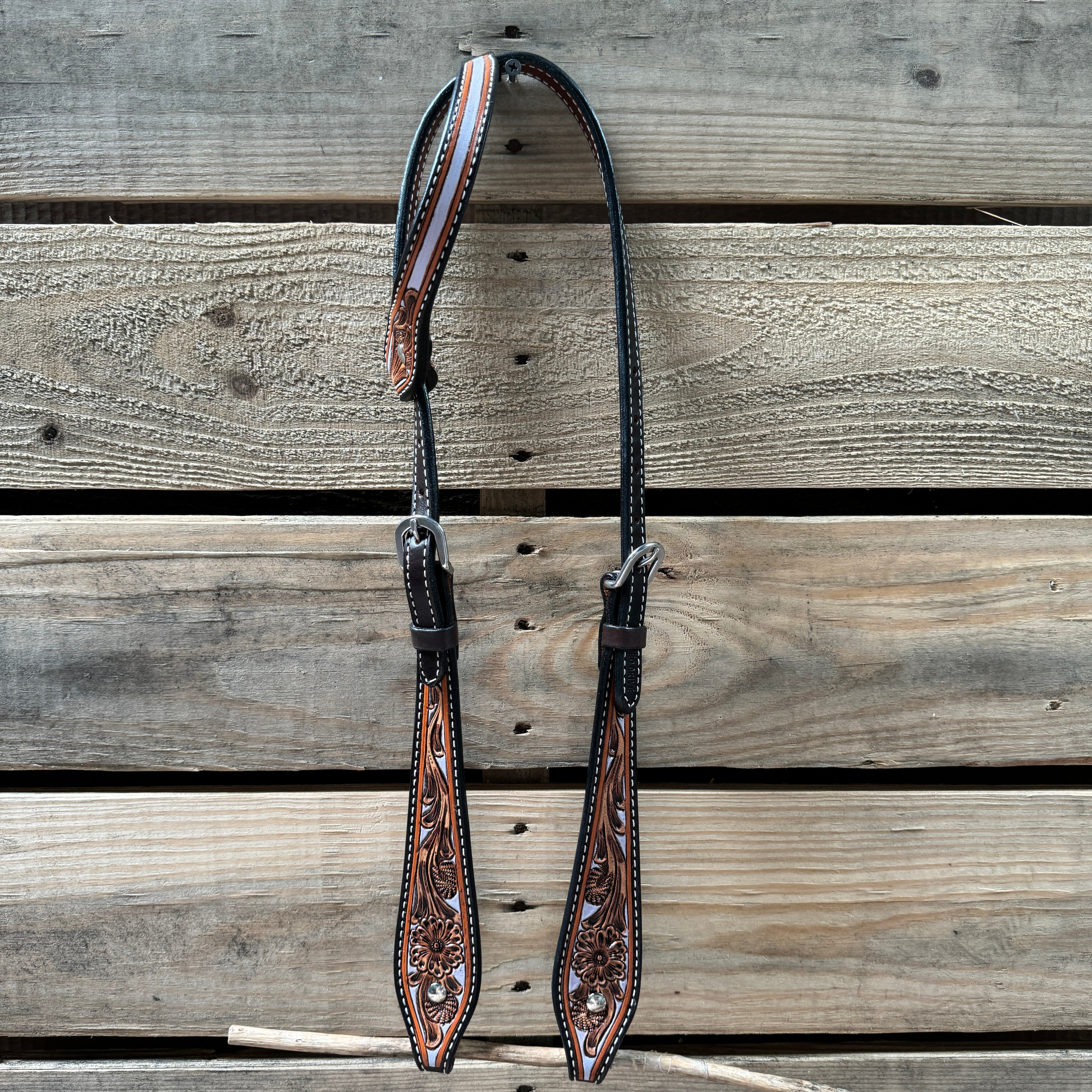 Hand Painted Floral One Ear Headstall Bridle #24381 - Western Horse Riding, Equestrian Show, Trail Riding Accessories