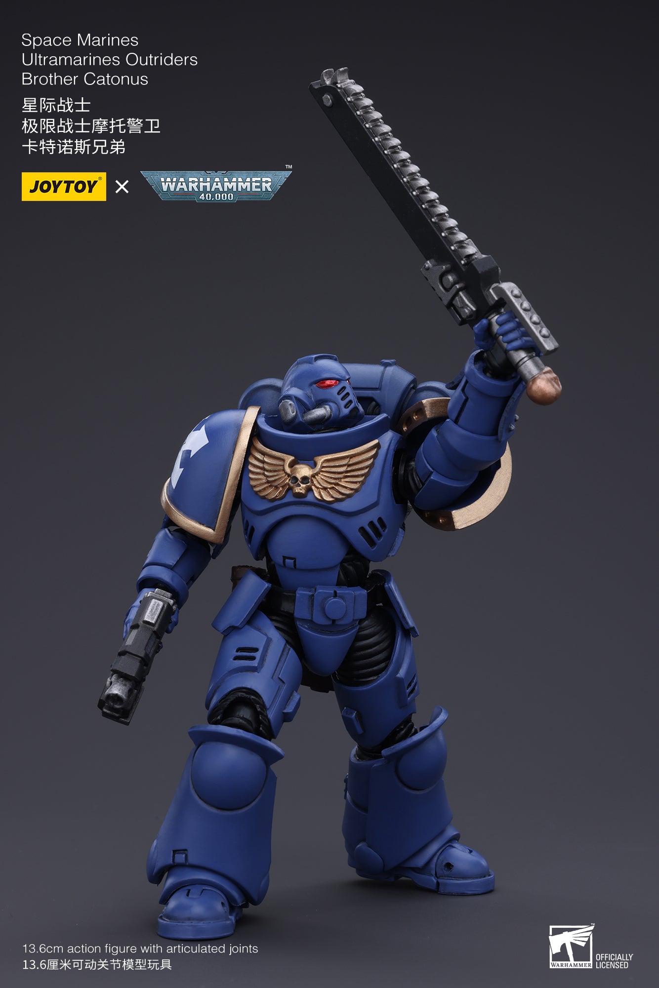 JOYTOY 1/18 Scale Warhammer 40K Space Marines Ultramarines Outriders Brother Catonus Action Figure - Reissue Version - Collectible Model for Display & Wargaming Scenes