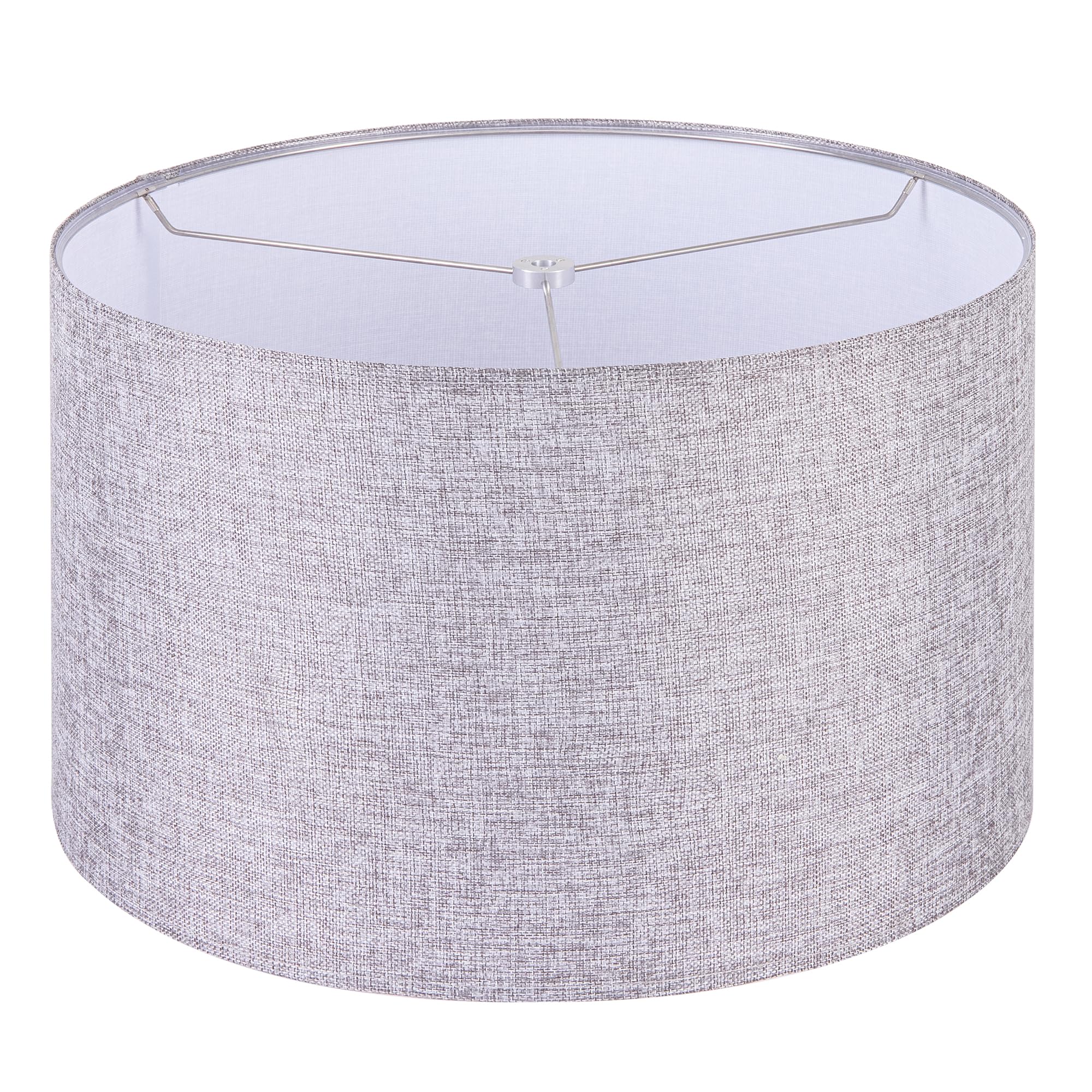 Wellmet 18x18x12 Inch Fabric Drum Lampshade - Classic Modern Grey Spider Fitter for Table, Bedside & Floor Lamps | Perfect for Living Room, Bedroom & Office Lighting Decor