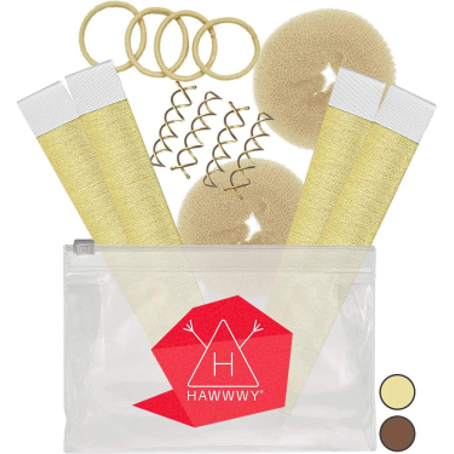 Hawwwy 12-Piece Hair Bun Maker Kit - Easy & Fast Small Bun Tool for Women, Girls & Kids with Short or Thin Hair (2 Donuts + 2 Magic Snap Rolls + 4 Spin Pins) - Perfect for Ballet, Dance, School & Everyday Hairstyles