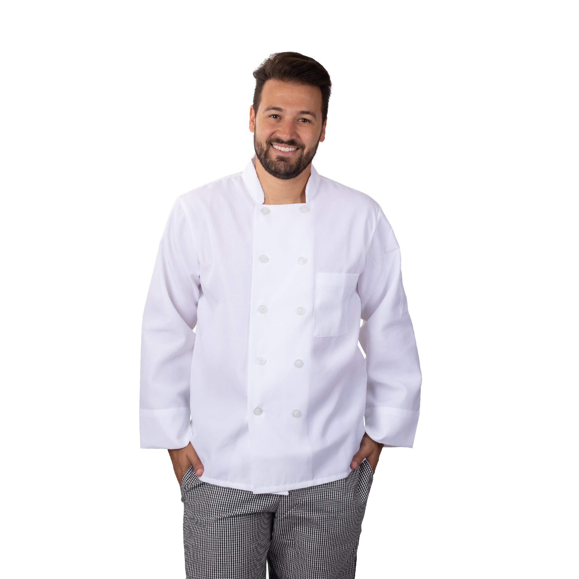 Professional Chef Coats for Restaurant Kitchen Staff - Bulk Pack of 10 White Chef Jackets - Perfect for Cooking, Baking & Culinary School Uniforms