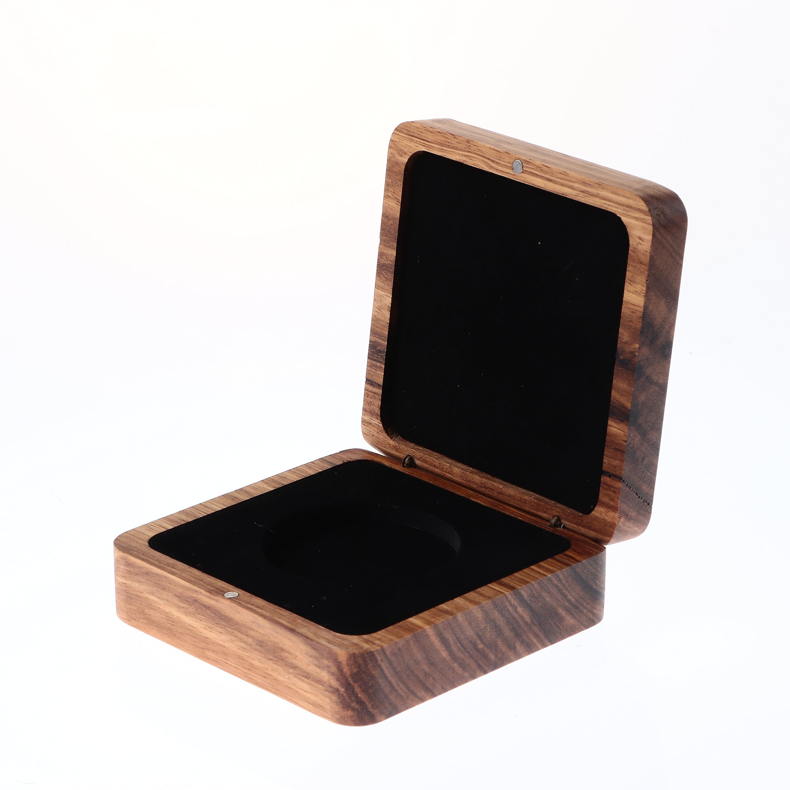 Premium Walnut Wood Challenge Coin Display Box - Handcrafted Wooden Presentation Case for Collectible Coins - Perfect for Military, Police, and Firefighter Gift Scenes
