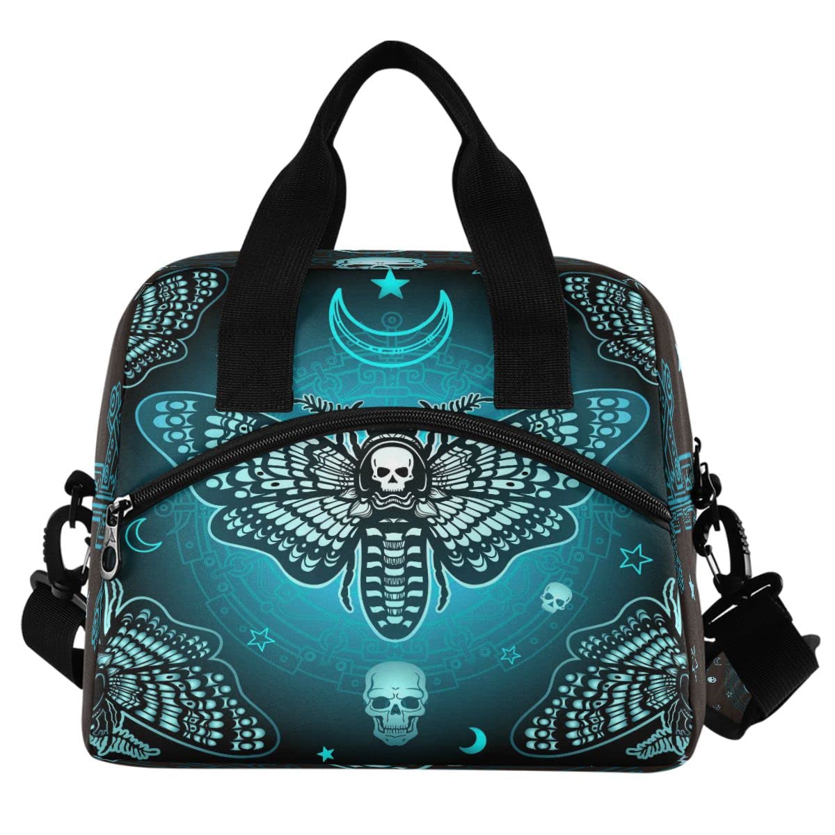 Insulated Lunch Bag with Butterfly Skull Design - Reusable Leakproof Cooler Tote for Men & Women - Perfect for Work, School, Picnics & Outdoor Activities
