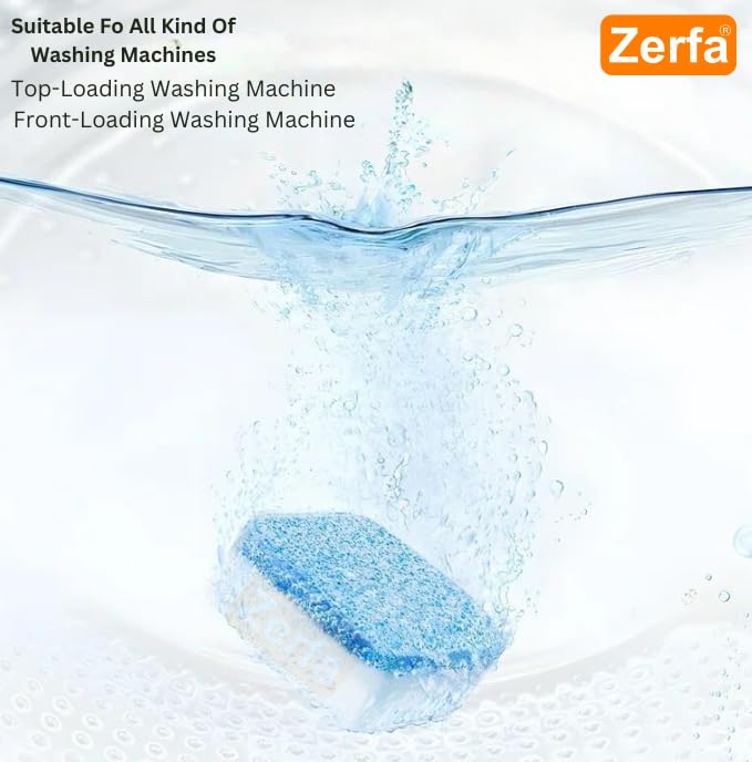 Zerfa 24-Pack Washing Machine Deep Cleaner & Descaling Tablets - Effective Stain Remover for All Front & Top Load Washers - Perfect for Automatic Tub & Drum Cleaning - Ideal for Laundry Maintenance & Odor Removal