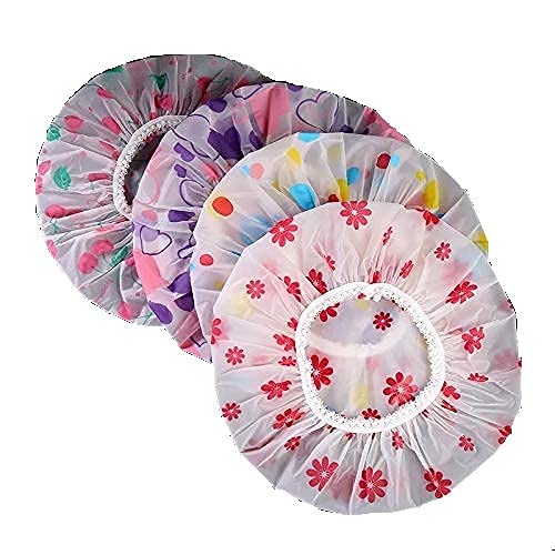 Waterproof Reusable Shower Caps for Women - Soft Elastic Hair Protection (3 Pack, Multicolor) | Perfect for Swimming, Spa & Travel
