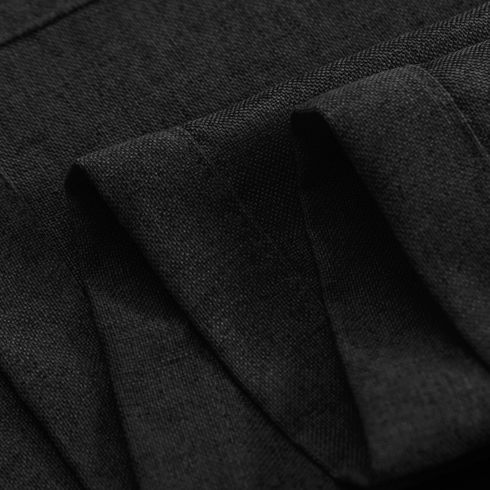 UPOPO Black Linen Textured Curtains 84 Inch Length - 2 Panels Rod Pocket for Privacy, Room Divider & Window Treatment | Perfect for Living Room, Bedroom, Kitchen, Basement & Sliding Glass Doors