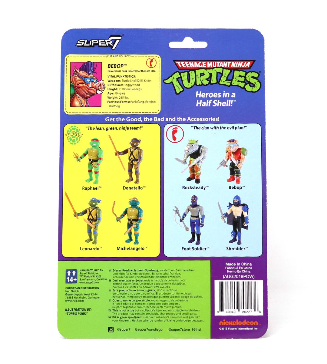 TMNT Bebop ReAction Figure - Teenage Mutant Ninja Turtles Collectible Action Figure for Fans & Display - Perfect for Home Decor, Office Display, and TMNT Collections